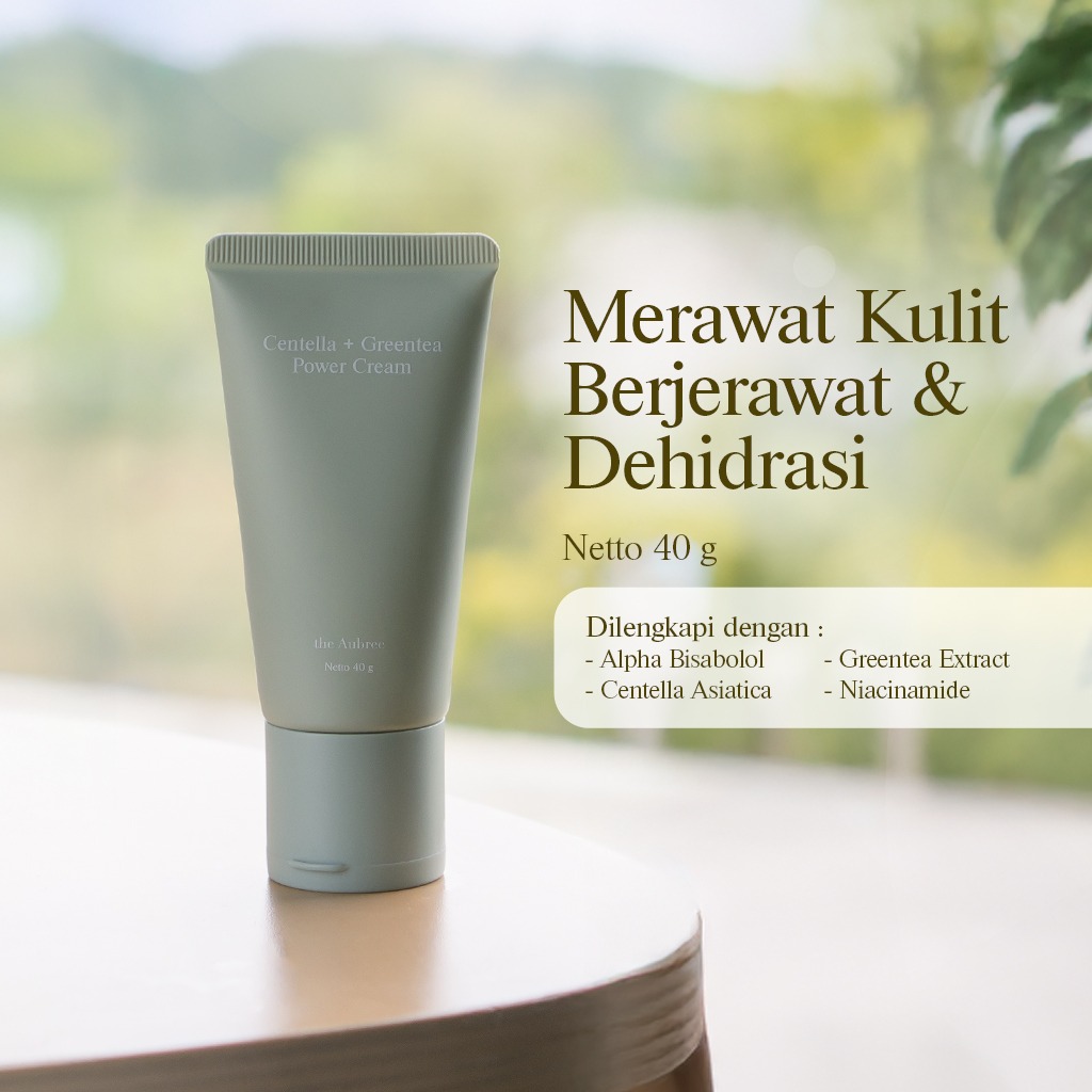 The Aubree Centella + Greentea Power Cream New Formula 40gr Pelembap Kulit Berminyak
