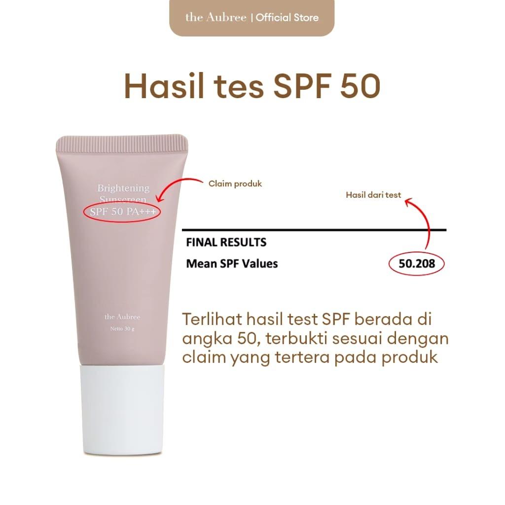 The Aubree Brightening Sunscreen SPF 50 PA+++ Hybrid Sunscreen 30g Day cream brightening day cream mencerahkan  krim pagi