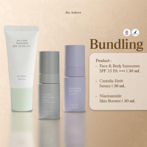 The Aubree PAKET Face & Body Sunscreen SPF 35 PA +++ 30 ml + Centella Herb Serum 30 ml + Niacinamide Skin Booster 30 ml