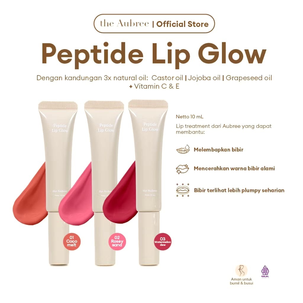 The Aubree Peptide Lip Glow  10mL Natural oil  Vitamin C & E  treatment gloss oil