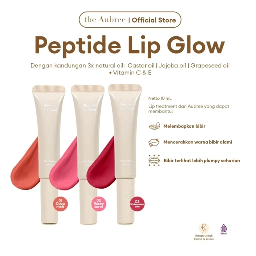 The Aubree Peptide Lip Glow 10mL Natural oil Vitamin C & E treatment gloss oil