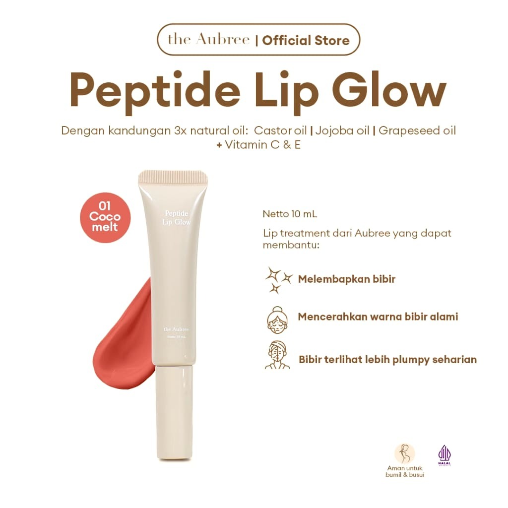 The Aubree Peptide Lip Glow  10mL Natural oil  Vitamin C & E  treatment gloss oil