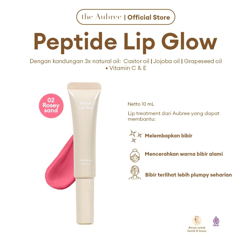 The Aubree Peptide Lip Glow  10mL Natural oil  Vitamin C & E  treatment gloss oil