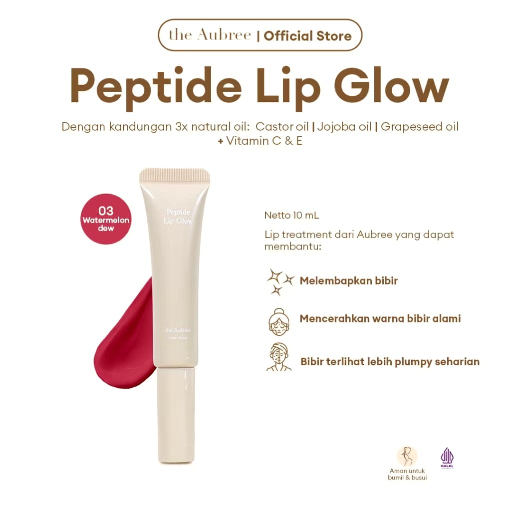 The Aubree Peptide Lip Glow  10mL Natural oil  Vitamin C & E  treatment gloss oil