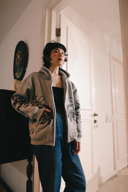 Image of SIENNA ZIPPER HOODIE MISTY