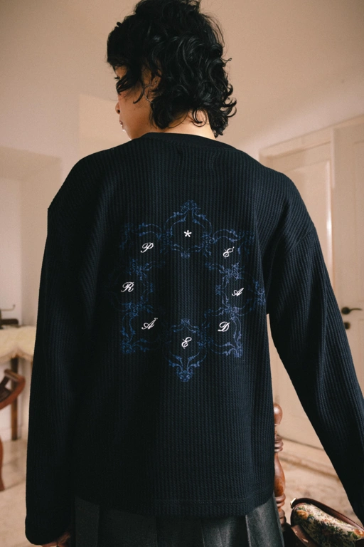 Image of RUNES WAFFLE LONGSLEEVE BLACK