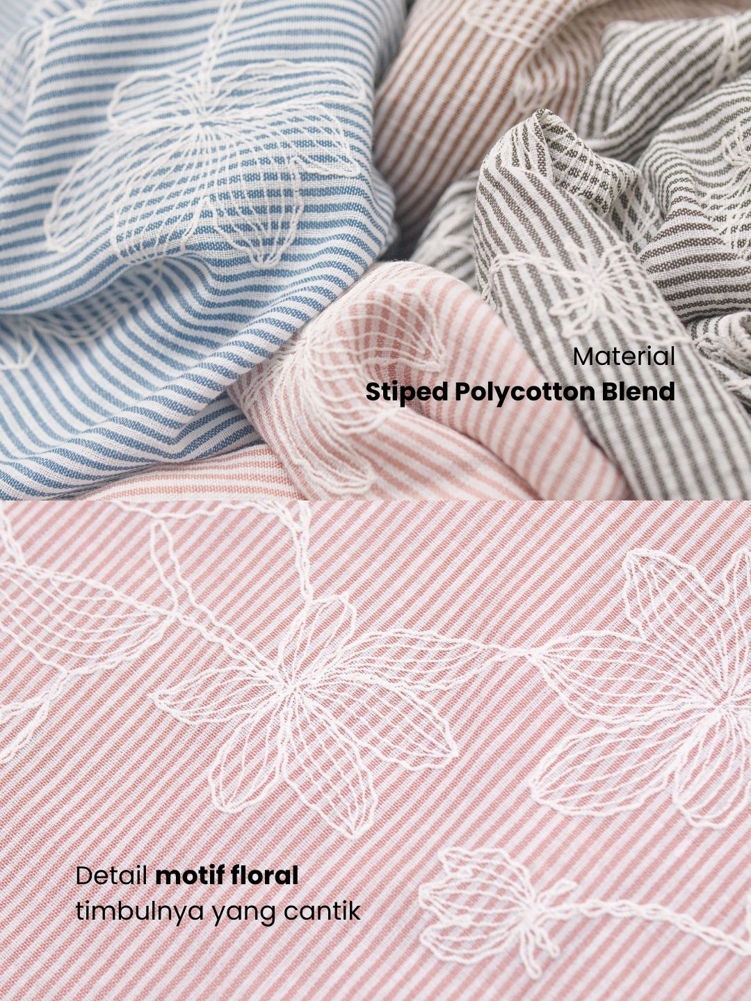Zysku Xena | Solenne Abaya - 4 Warna | Atasan Luaran Outer Lengan Panjang Stripes Salur Floral