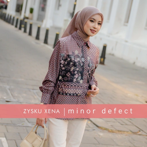 Zysku Xena | Minor Defect | Rona Blouse - 5 Warna | Kemeja Atasan Layer Print Batik Inspired Agustusan