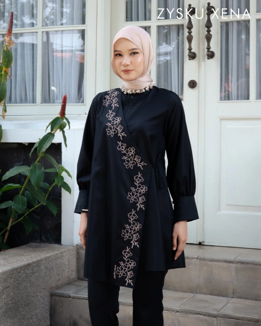 Image of Zysku Xena | Mirae Tunic - 3 Warna | Sarimbit Polos Bordir Atasan Busui Friendly