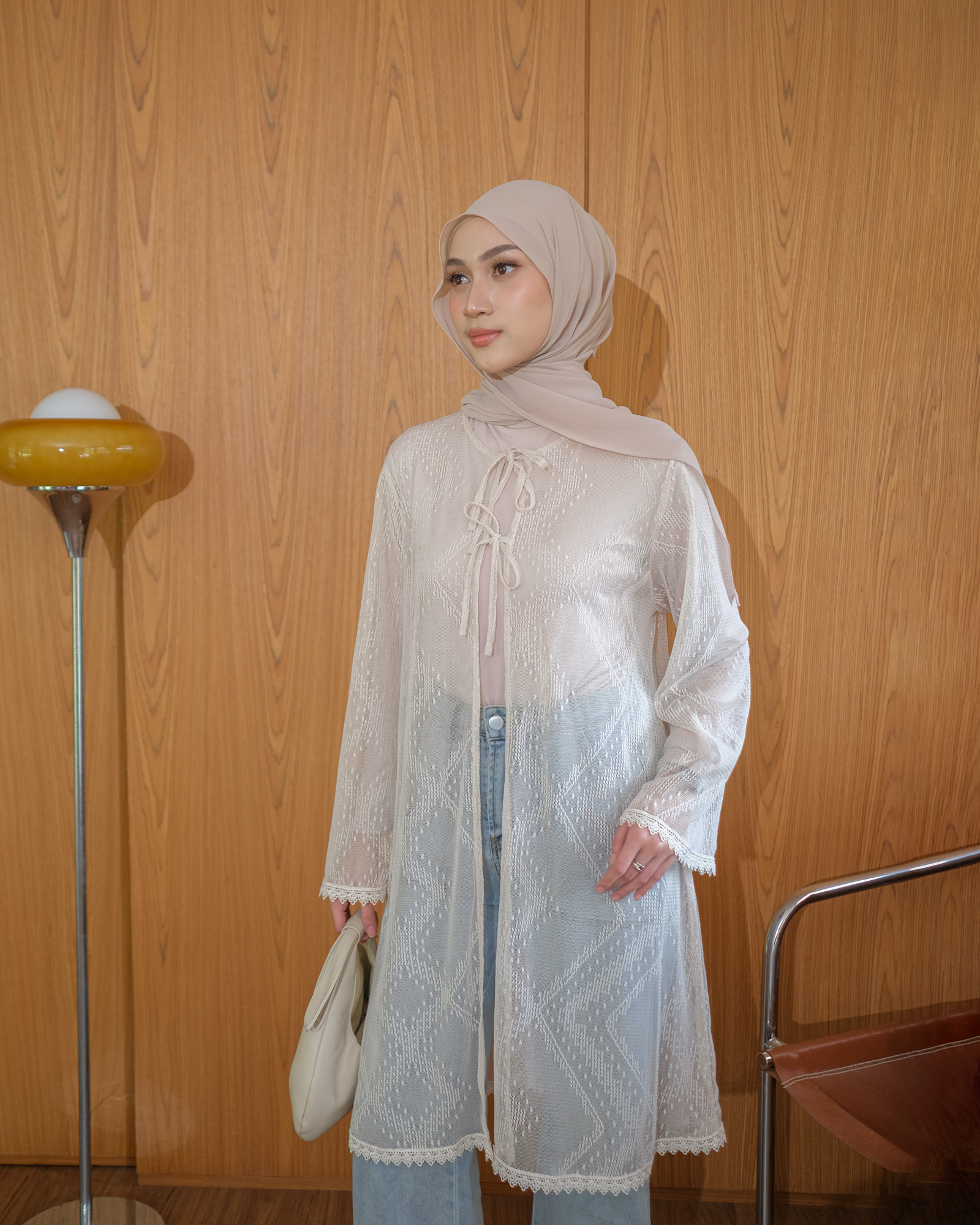 Zysku Xena | Aveline Lace Outer - 3 Warna | Luaran Cardigan Panjang Brokat