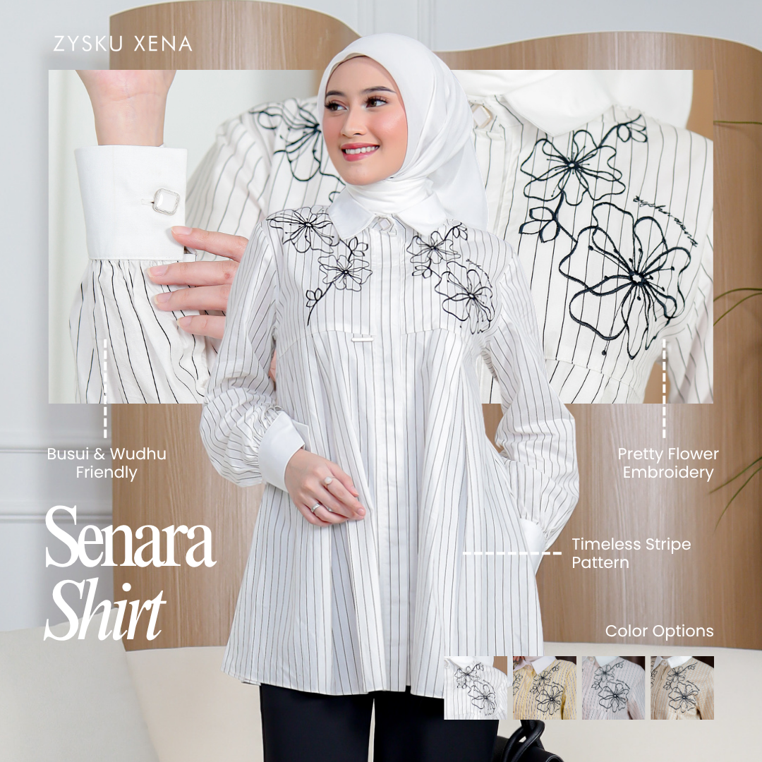 Zysku Xena | Senara Shirt | Kemeja Kantor Katun Lengan Panjang Bordir Wanita