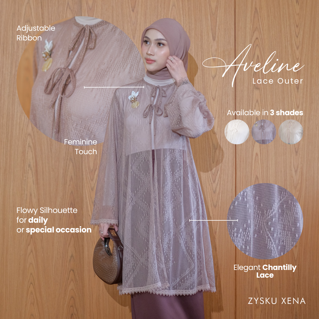 Zysku Xena | Aveline Lace Outer - 3 Warna | Luaran Cardigan Panjang Brokat