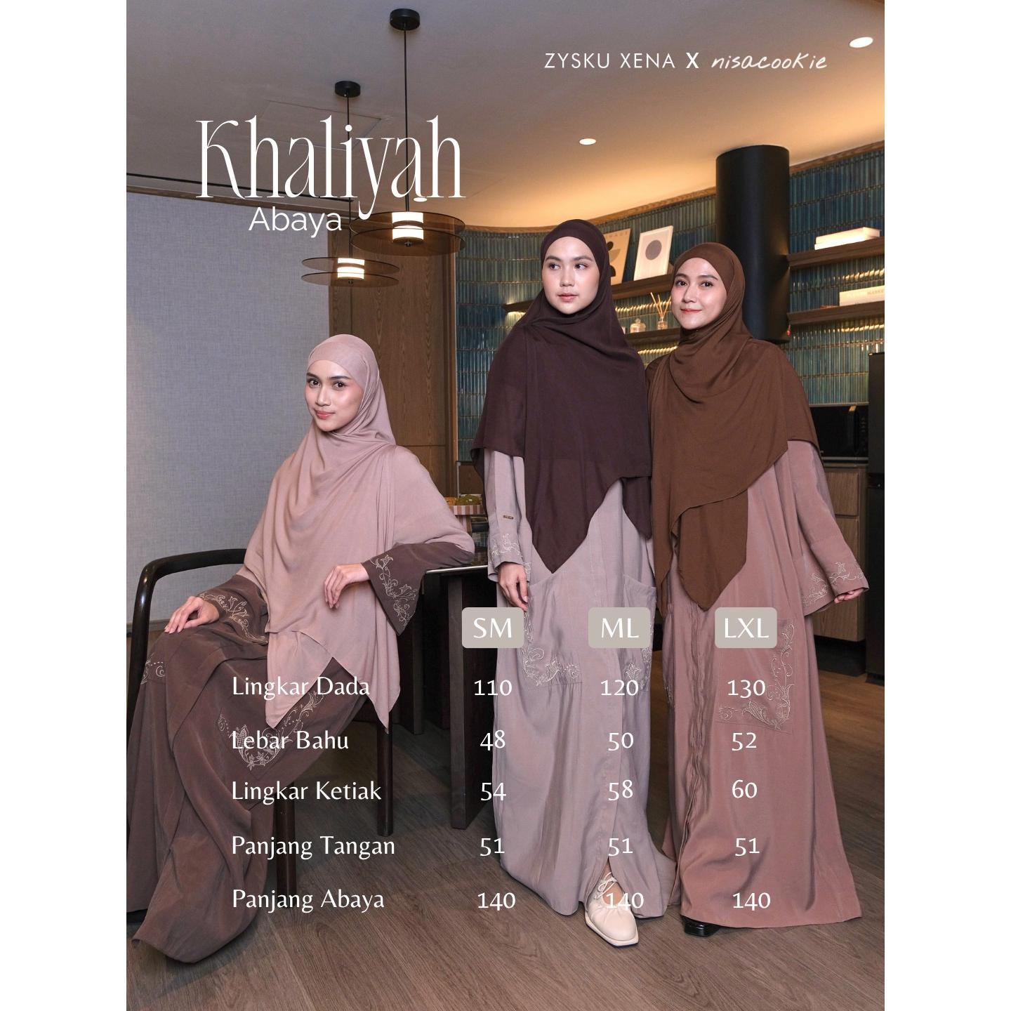 Zysku Xena | Minor Defect | Khaliyah Abaya - 6 Warna | Gamis Syari Cupro ANTI UV Bordir x Nisacookie
