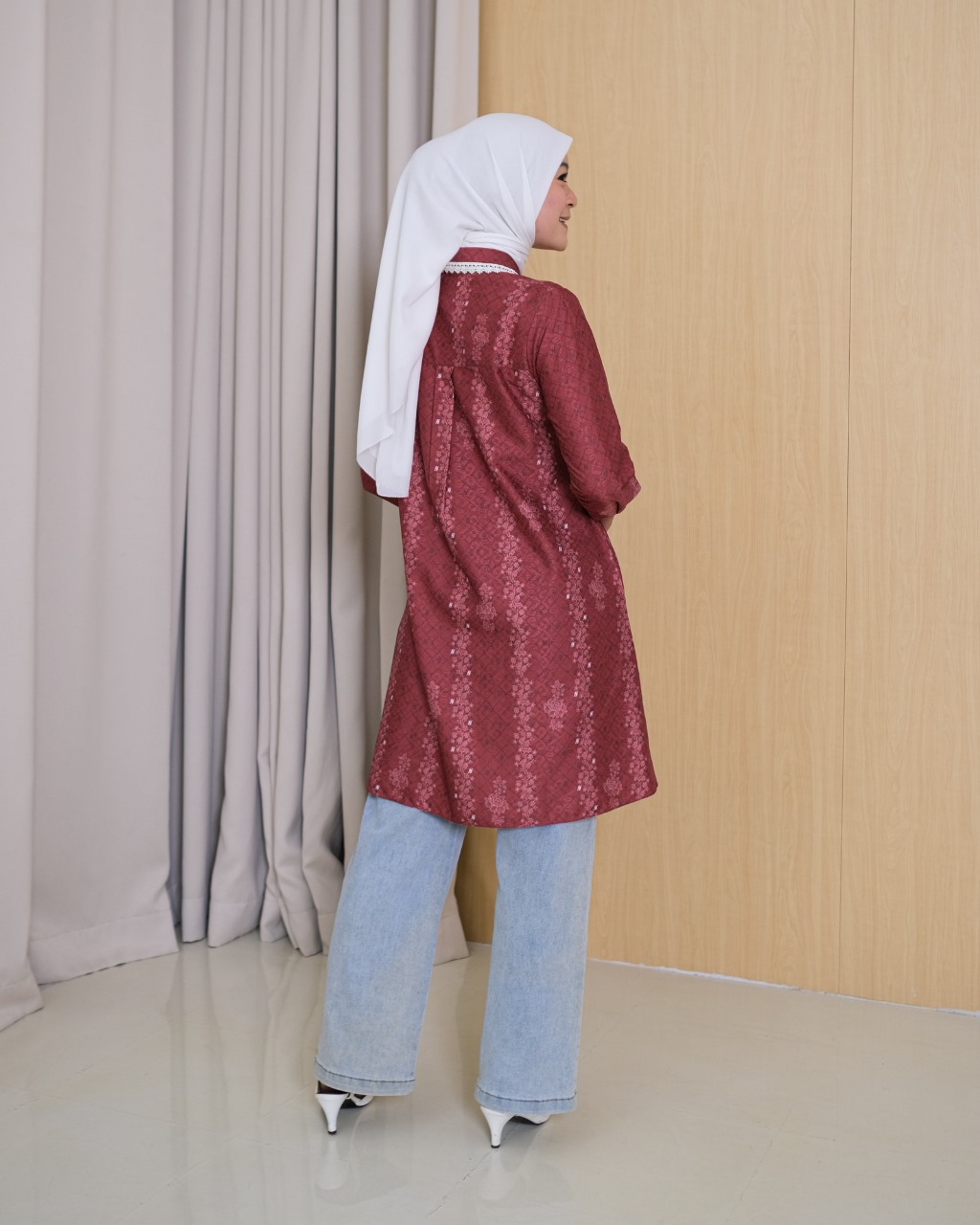 Zysku Xena | Saka Tunic | Kemeja Tunik Agustusan Kerja Motif Kantor Wanita Lengan Panjang
