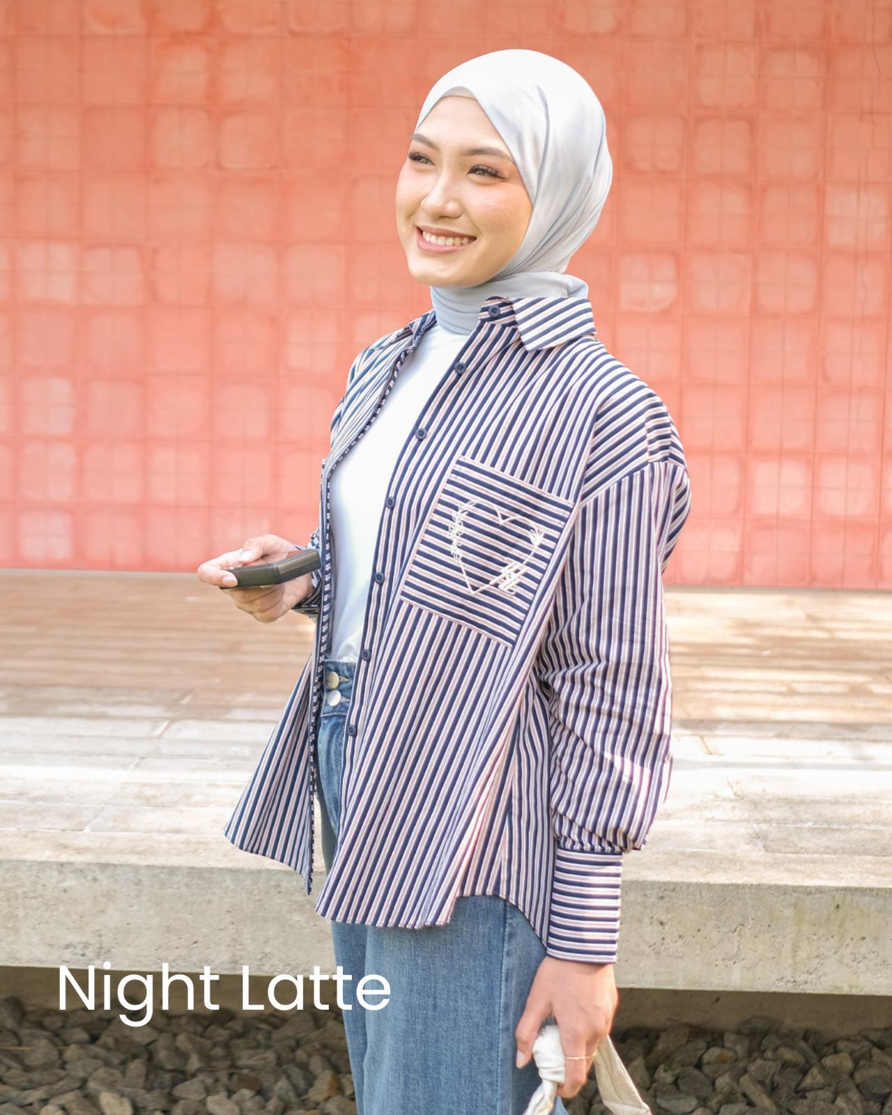 Zysku Xena | Minor Defect | Basic Oversized Striped Shirt - 8 Warna | Kemeja Wanita Lengan Panjang Salur Longgar Casual