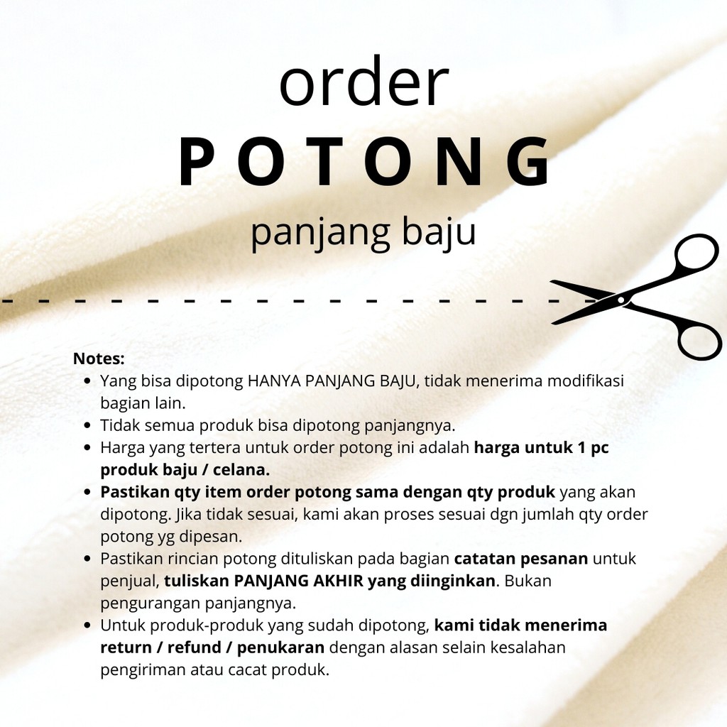 Order Request Potong Panjang Baju