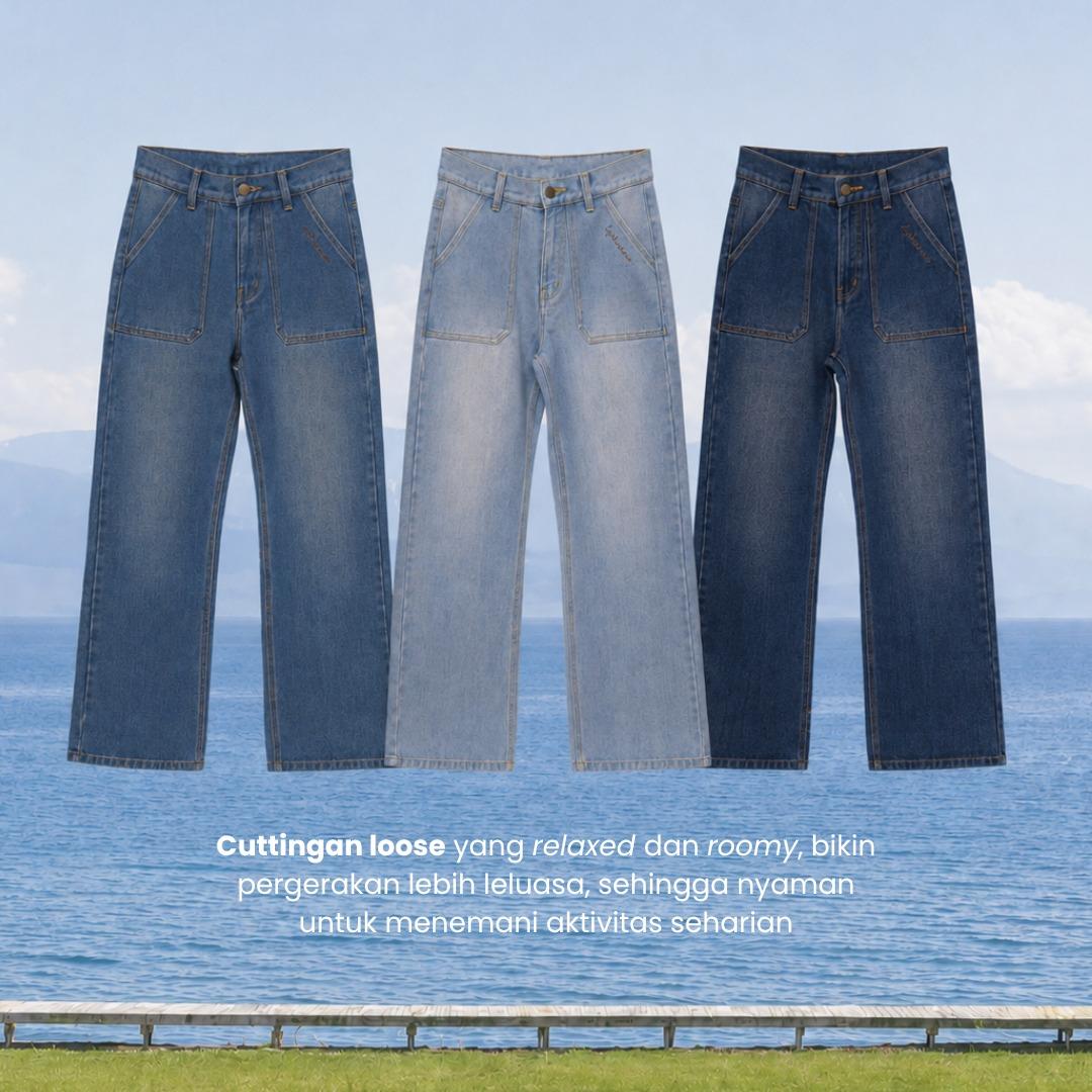 Zysku Xena | Minor Defect | Alma Straight Jeans - 3 Warna | Celana Denim Lurus Longgar