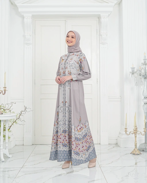 Image of Zysku Xena | Ethereal Dress | Sarimbit Gamis Kancing Depan Busui Friendly
