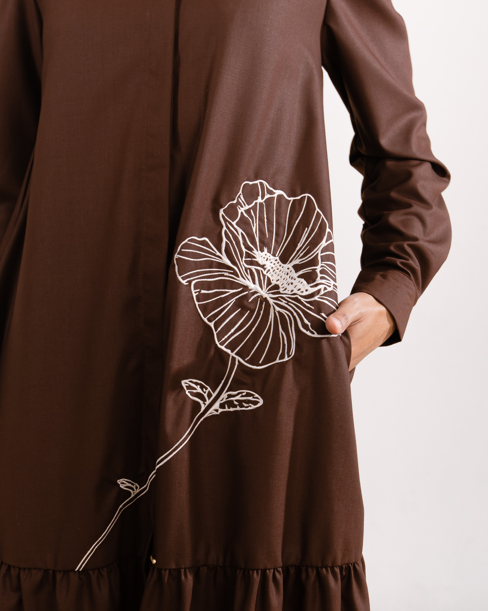 Zysku Xena | Lavatera Dress | Sarimbit Polos Bordir Gamis Kancing Depan Busui Friendly