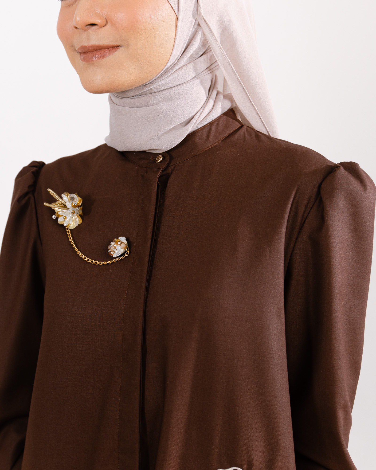 Zysku Xena | Lavatera Dress | Sarimbit Polos Bordir Gamis Kancing Depan Busui Friendly