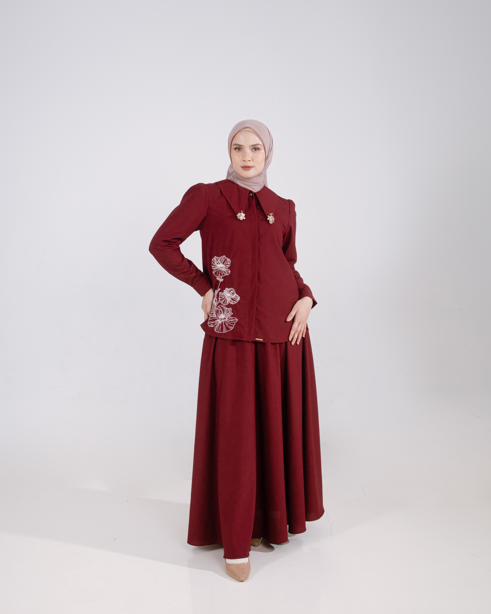 Zysku Xena | Lavatera One Set Tunic & Cullote | Sarimbit Polos Bordir Atasan Kulot Busui Friendly