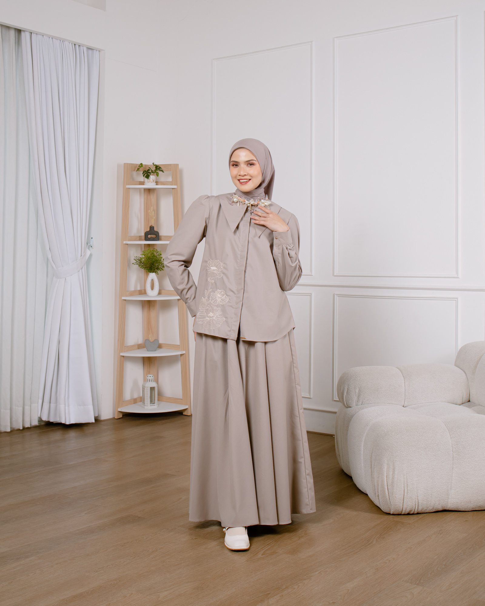 Zysku Xena | Lavatera One Set Tunic & Cullote | Sarimbit Polos Bordir Atasan Kulot Busui Friendly