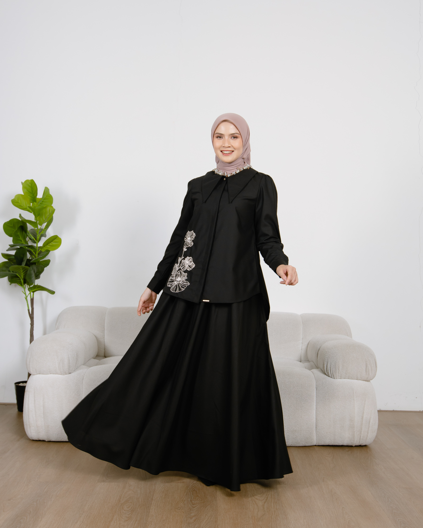 Zysku Xena | Lavatera One Set Tunic & Cullote | Sarimbit Polos Bordir Atasan Kulot Busui Friendly