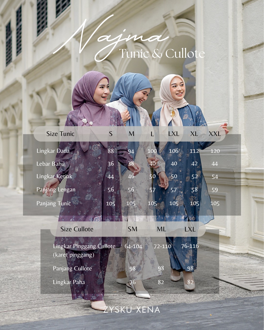 Zysku Xena | Najma Tunic - 4 Warna | Tunik Atasan Lengan Panjang Wanita Motif Print