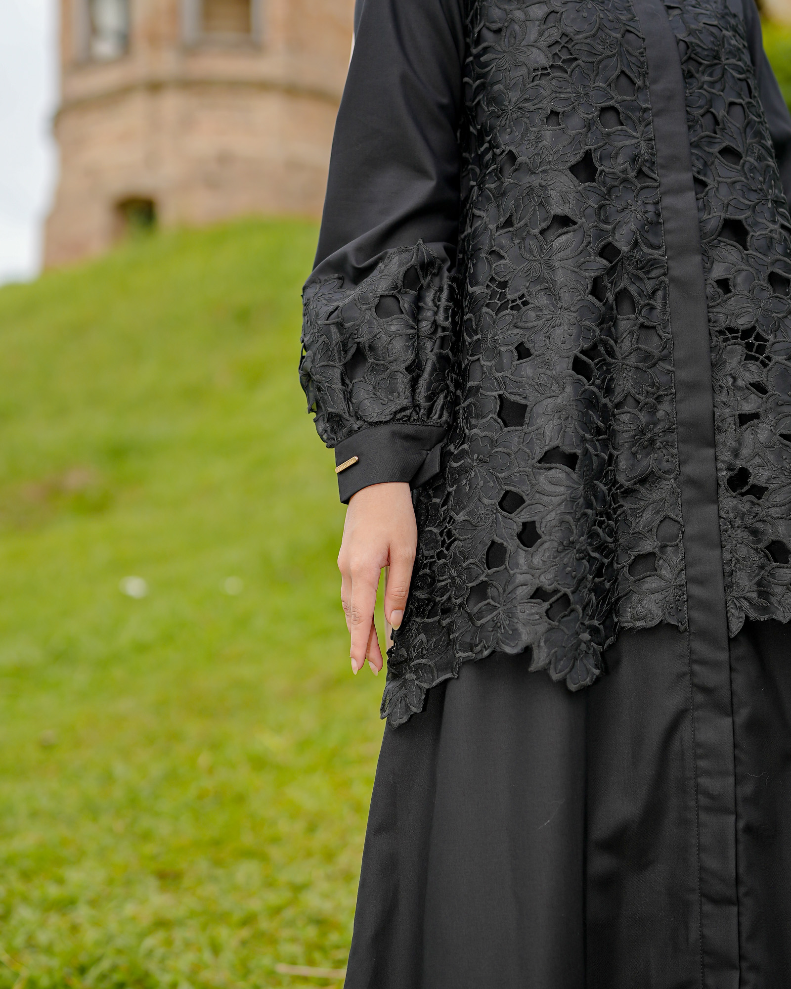 Zysku Xena | Mooi Abaya | Dress Kemeja Wanita Lengan Panjang Organza Bordir Brokat