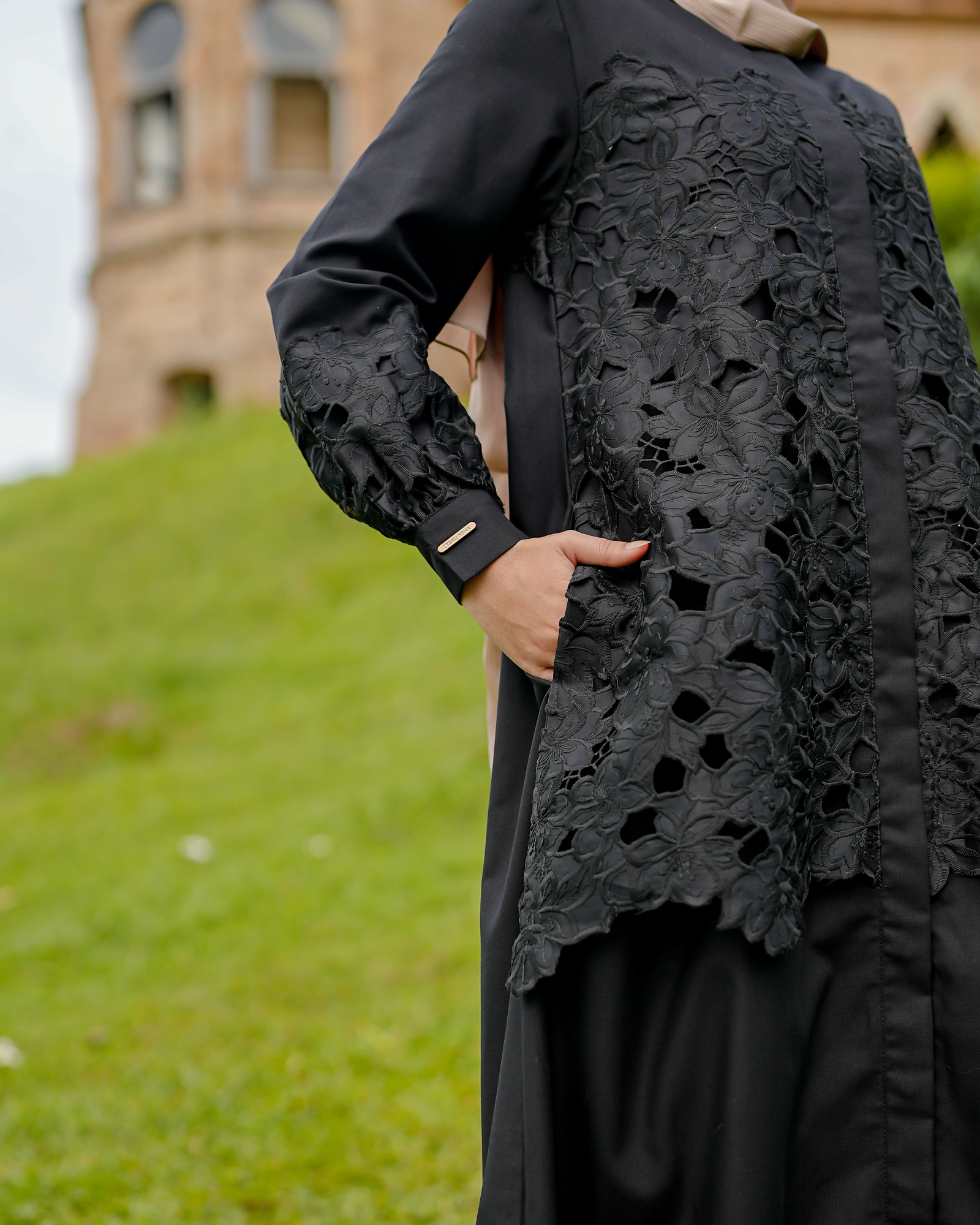 Zysku Xena | Mooi Abaya | Dress Kemeja Wanita Lengan Panjang Organza Bordir Brokat