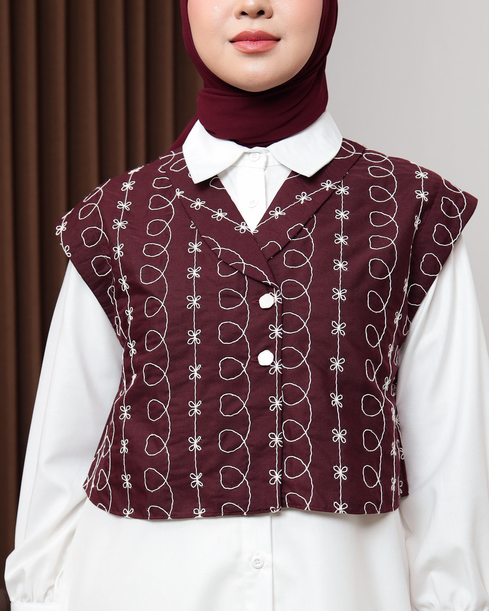 Zysku Xena | Verena Shirt Set - 4 Warna | Set Kemeja Basic Vest Rompi Lengan Panjang Tunik Polos