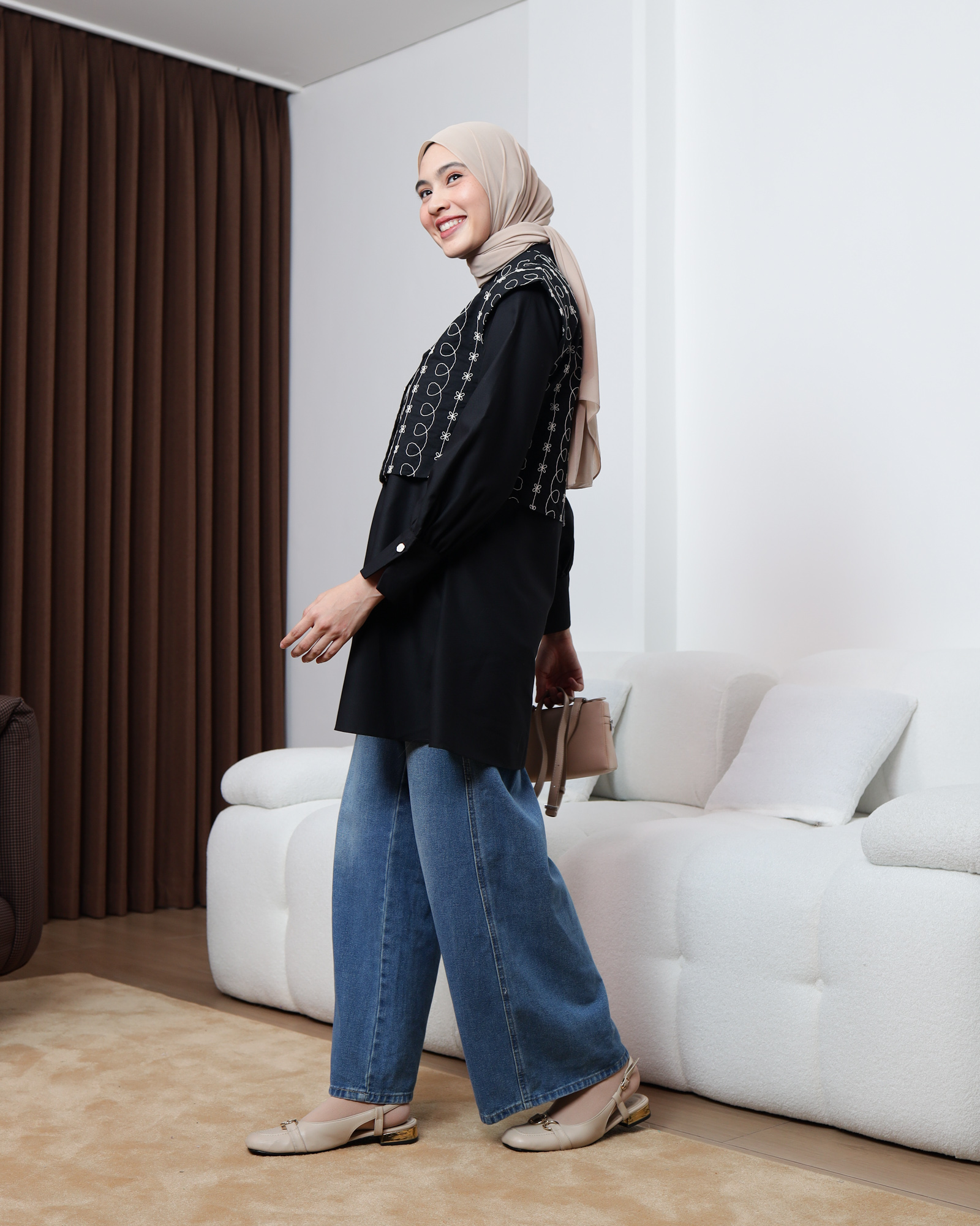 Zysku Xena | Verena Shirt Set - 4 Warna | Set Kemeja Basic Vest Rompi Lengan Panjang Tunik Polos