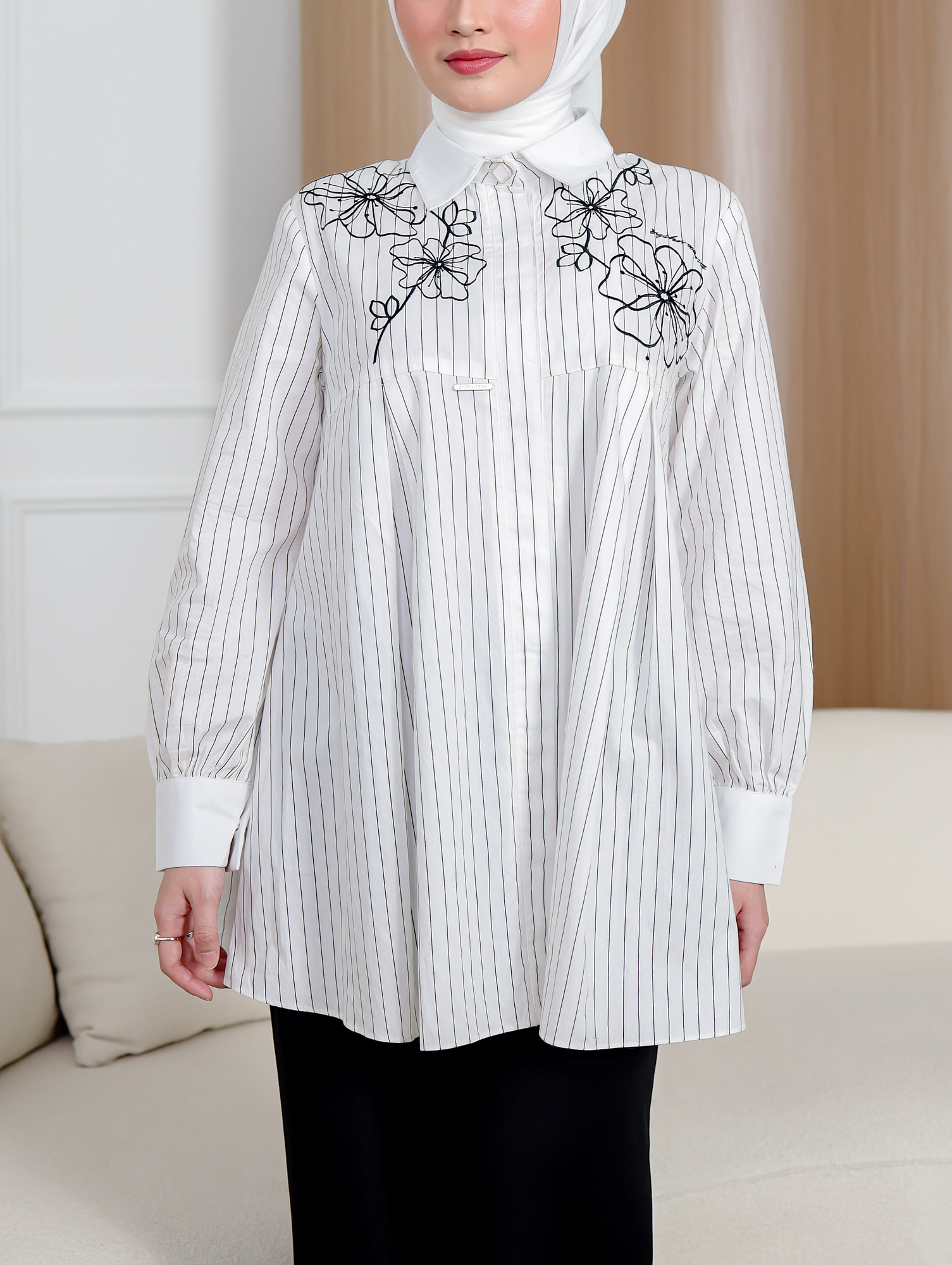 Zysku Xena | Senara Shirt | Kemeja Kantor Katun Lengan Panjang Bordir Wanita