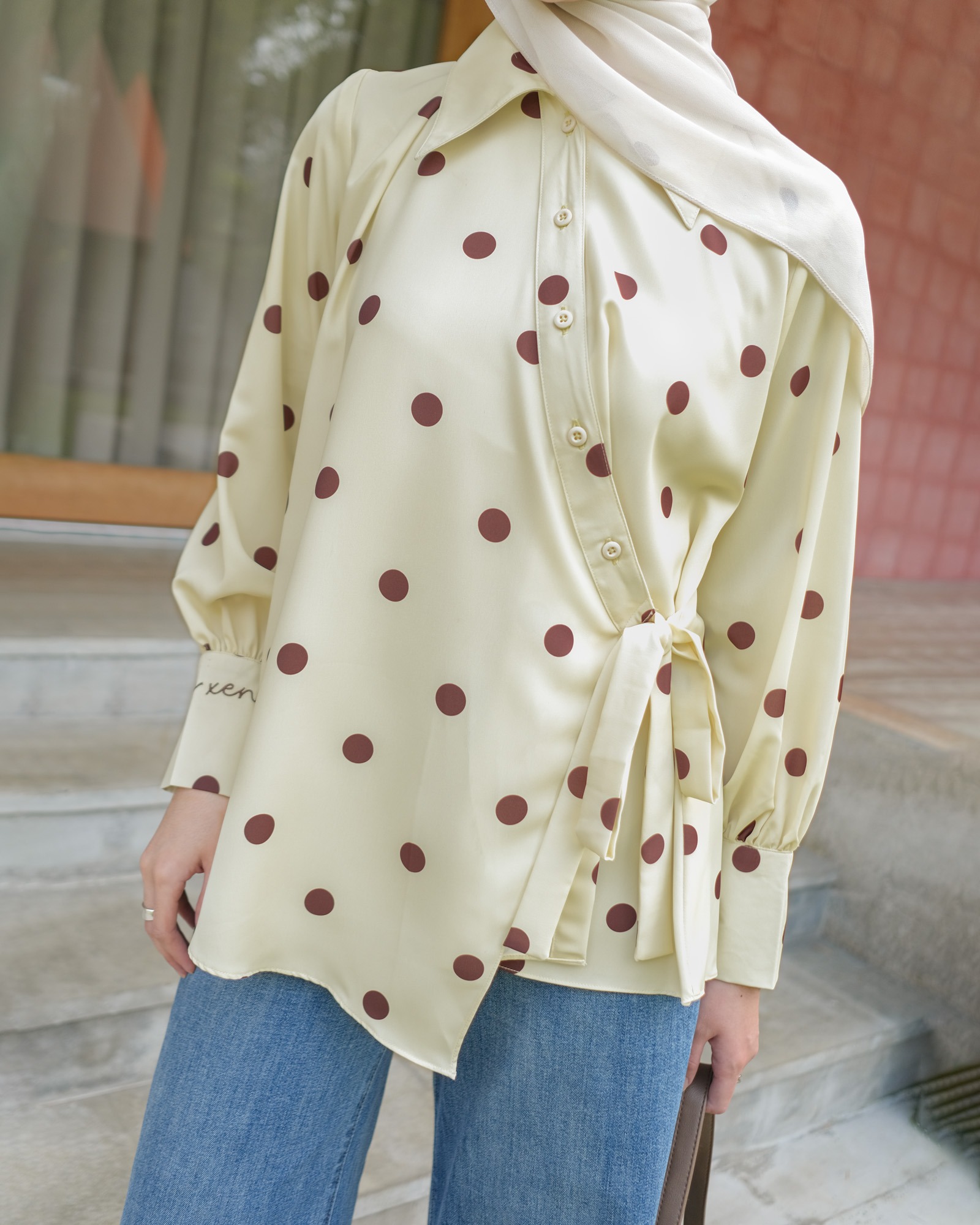 Zysku Xena | Nerine Blouse - 5 Warna | Atasan Kemeja Polkadot Casual