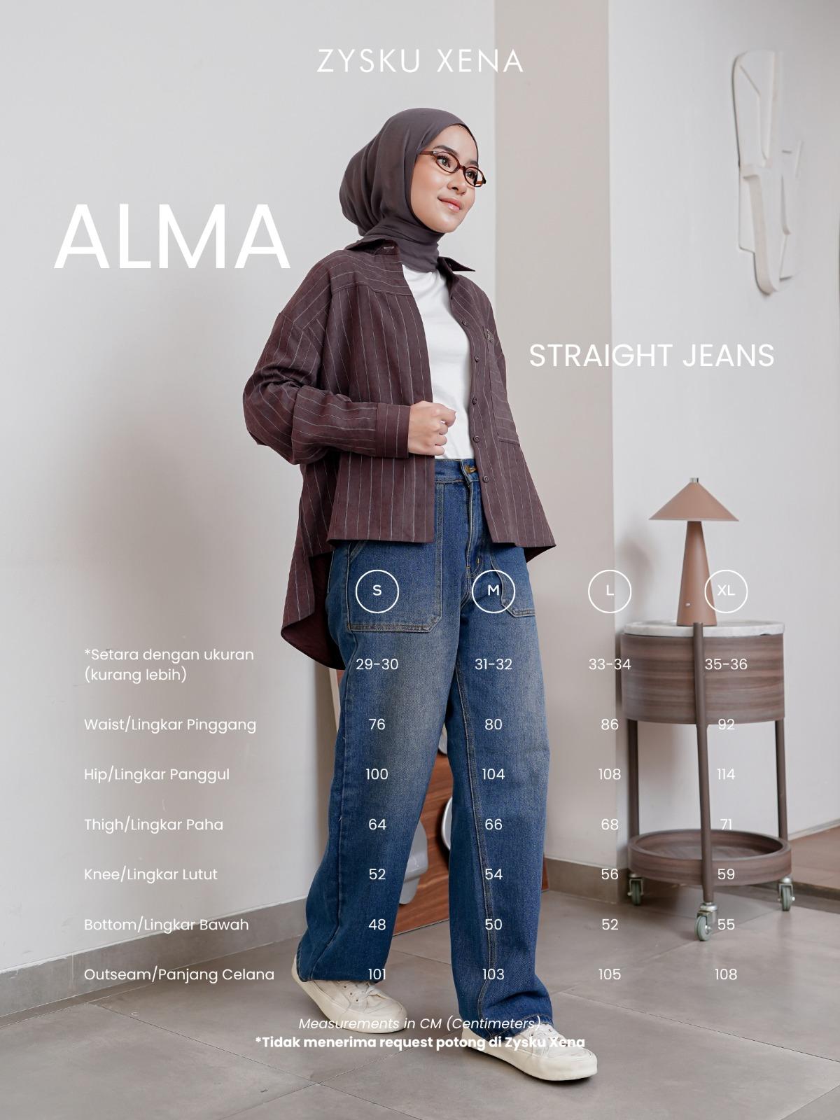 Zysku Xena | Minor Defect | Alma Straight Jeans - 3 Warna | Celana Denim Lurus Longgar
