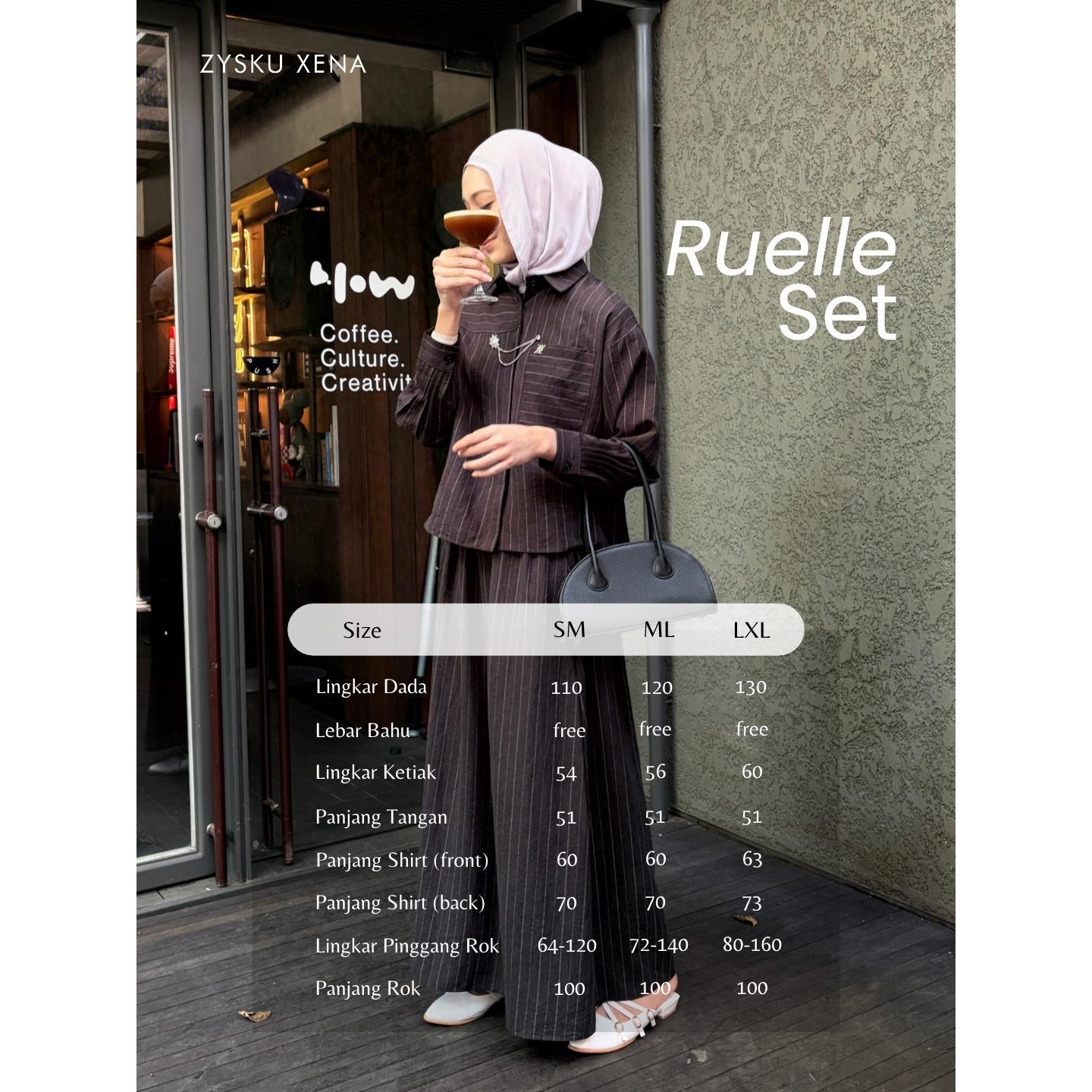 Zysku Xena | Minor Defect | Ruelle One - 6 Warna | Setelan Kemeja dan Rok Salur Oversize