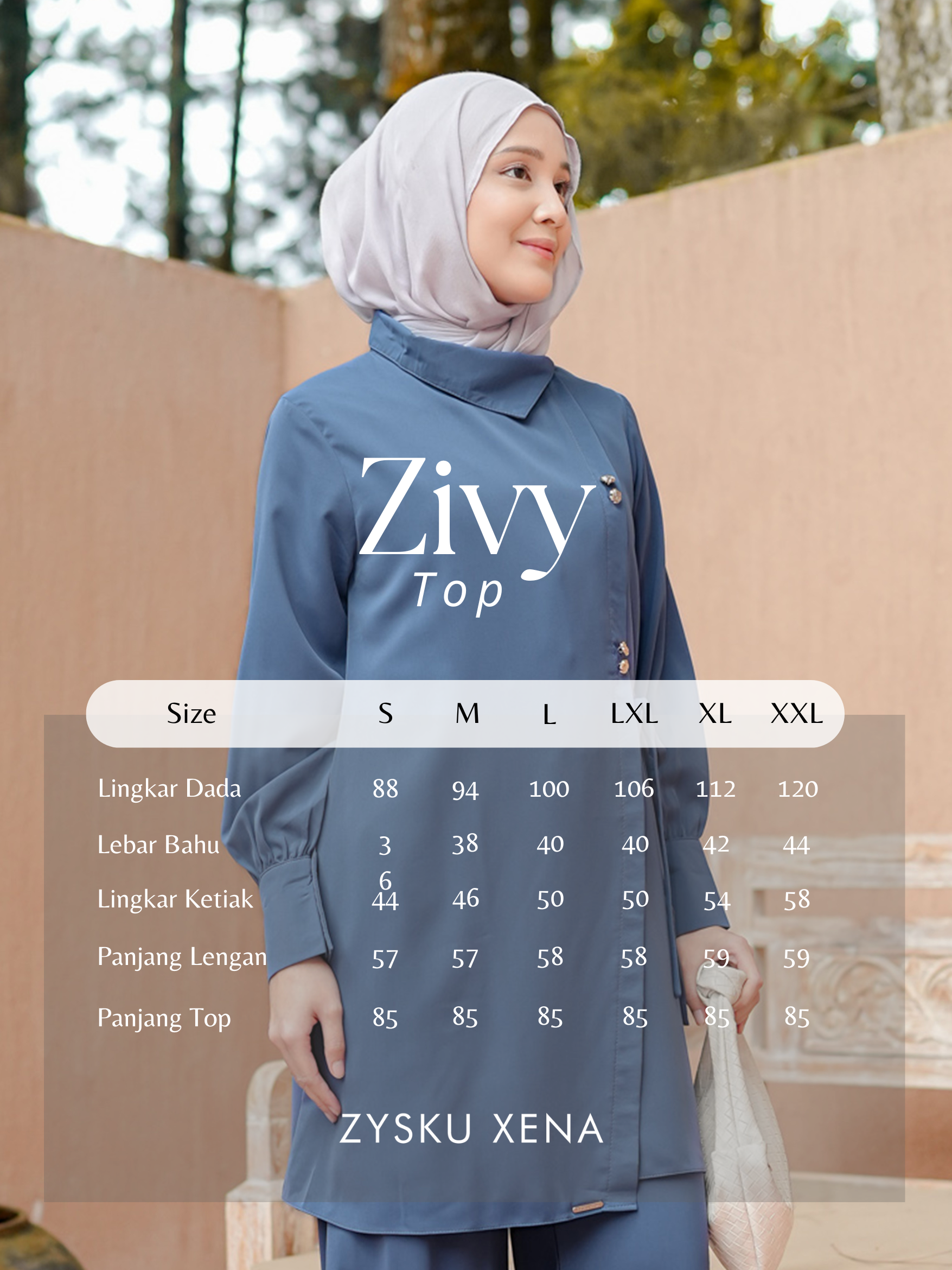 Zysku Xena | Zivy Tunic - 4 Warna | Atasan Tunik Lengan Panjang Wanita