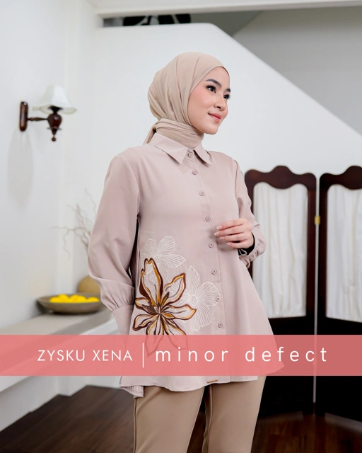 Image of Zysku Xena | Minor Defect | Vyre Shirt | Kemeja Bordir Basic Lengan Panjang Polos Plisket