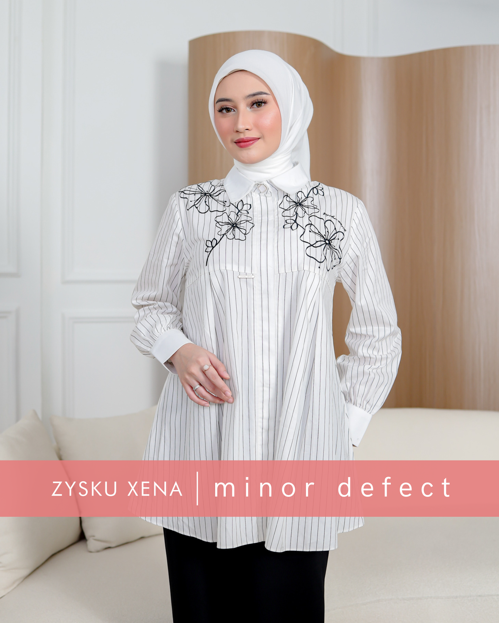 Zysku Xena | Minor Defect | Senara Shirt | Kemeja Kantor Katun Lengan Panjang Bordir Wanita