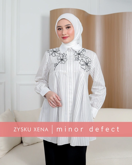 Image of Zysku Xena  | Minor Defect  | Senara Shirt | Kemeja Kantor Katun Lengan Panjang Bordir Wanita