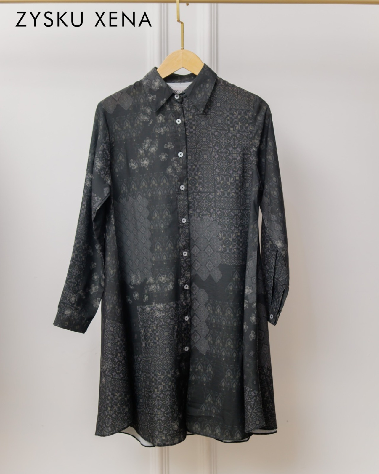 Zysku Xena | Printed Aubrey Shirt | Kemeja Kantor Formal Wanita Lengan Panjang