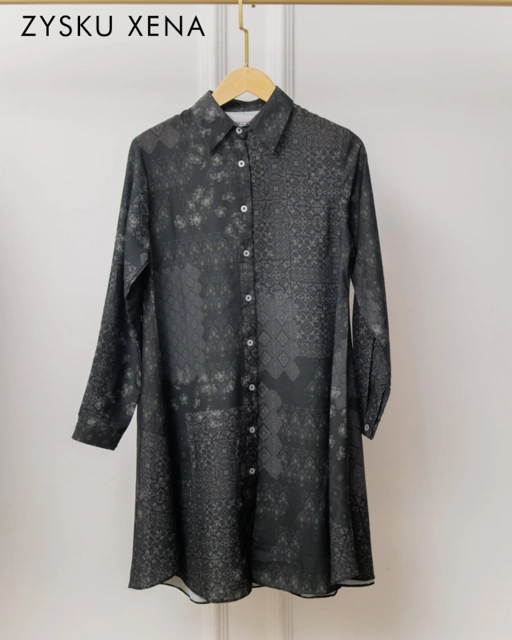 Image of Zysku Xena | Printed Aubrey Shirt | Kemeja Kantor Formal Wanita Lengan Panjang