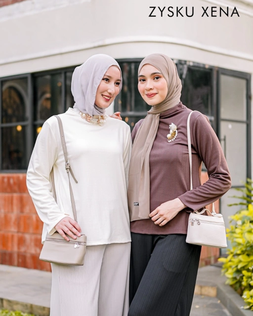 Image of Zysku Xena | Basic Top - 4 Warna | Atasan Arrow Knit  Wanita Lengan Panjang