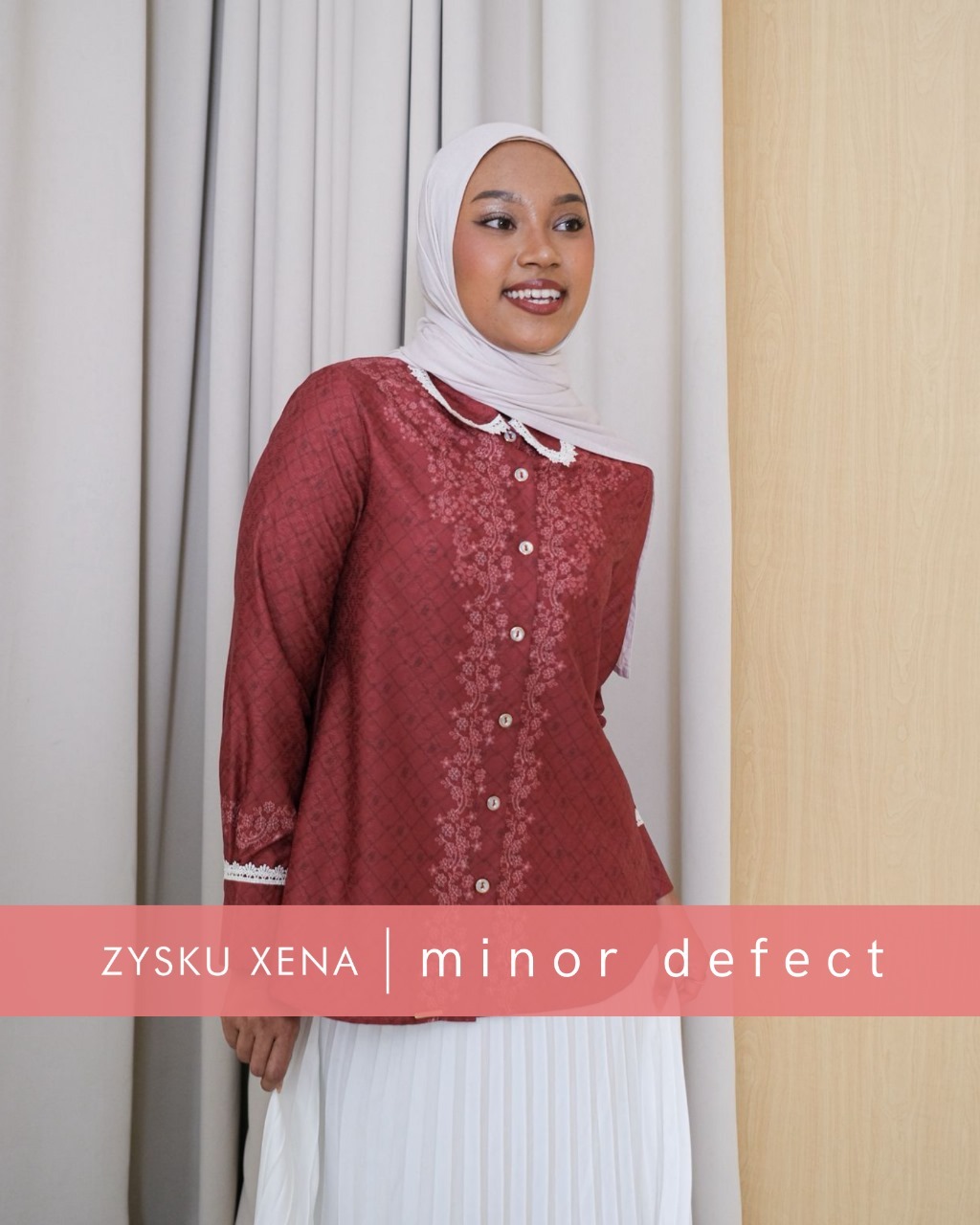 Zysku Xena | Minor Defect | Saka Shirt | Kemeja Agustusan Kerja Motif Kantor Wanita Lengan Panjang