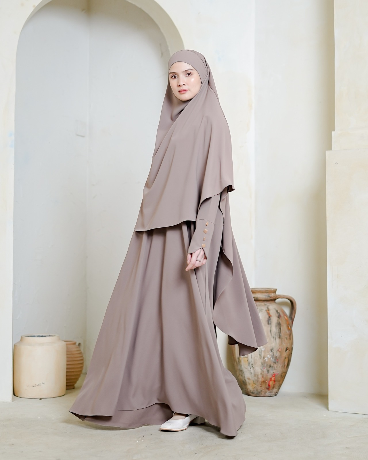 Zysku Xena | Elhaya Set 2 pcs (abaya + khimar) - 7 Warna | Gamis Set Khimar Haji Umroh