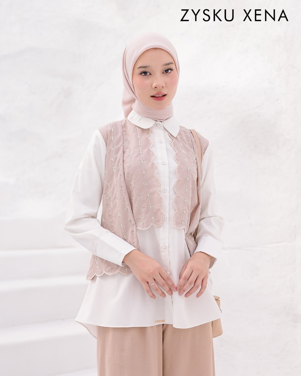 Zysku Xena | Daisy Shirt - 4 Warna | Kemeja Layer Katun Bordir Lengan Panjang Wanita