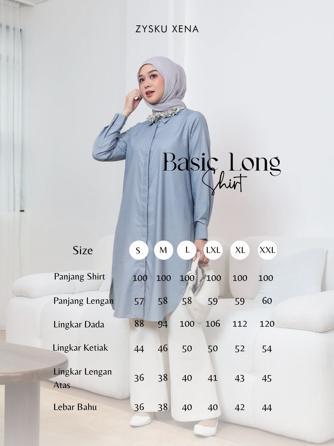 Zysku Xena | Minor Defect | Basic Long - 9 Warna | Kemeja Kerja Polos Kantor Wanita Lengan Panjang