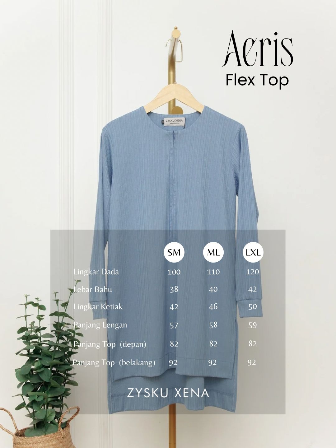 Zysku Xena | Aeris Flex Top | Atasan Olahraga Lengan Panjang Busui Friendly