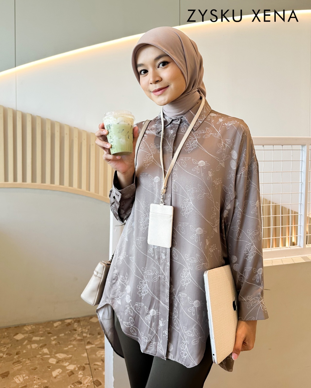 Zysku Xena | Printed Avery Oversized Shirt (MOTIF) | Kemeja Kantor Wanita Longgar Oversized Basic Printed