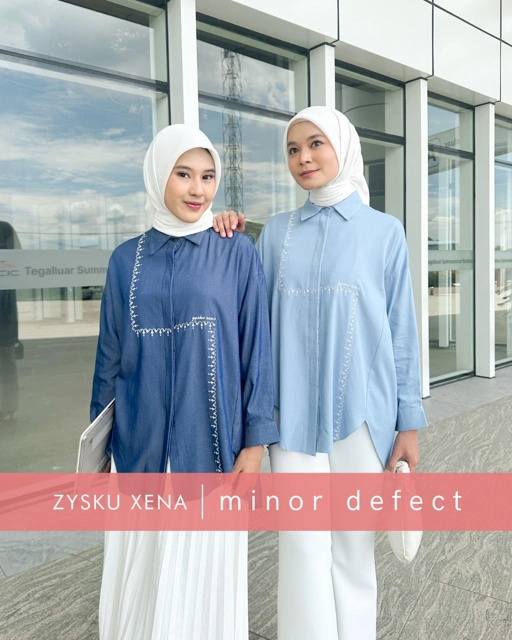 Image of Zysku Xena | Minor Defect | Dove Shirt - 2 Warna | Kemeja Bordir Denim Oversize Allsize Lengan Panjang Wanita